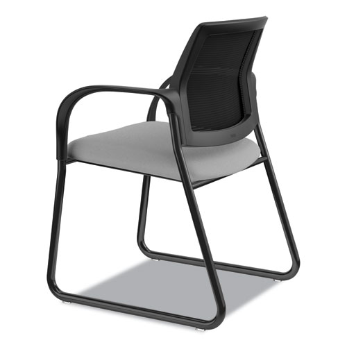 Picture of Ignition Series Mesh Back Guest Chair with Sled Base, Fabric Seat, 25" x 22" x 34", Frost Seat, Black Back, Black Base