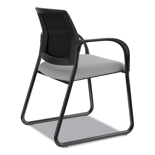 Picture of Ignition Series Mesh Back Guest Chair with Sled Base, Fabric Seat, 25" x 22" x 34", Frost Seat, Black Back, Black Base