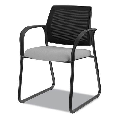 Picture of Ignition Series Mesh Back Guest Chair with Sled Base, Fabric Seat, 25" x 22" x 34", Frost Seat, Black Back, Black Base