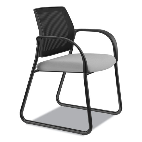 Picture of Ignition Series Mesh Back Guest Chair with Sled Base, Fabric Seat, 25" x 22" x 34", Frost Seat, Black Back, Black Base
