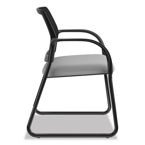 Picture of Ignition Series Mesh Back Guest Chair with Sled Base, Fabric Seat, 25" x 22" x 34", Frost Seat, Black Back, Black Base