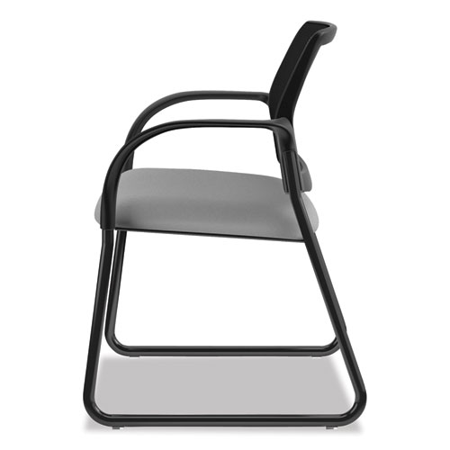 Picture of Ignition Series Mesh Back Guest Chair with Sled Base, Fabric Seat, 25" x 22" x 34", Frost Seat, Black Back, Black Base