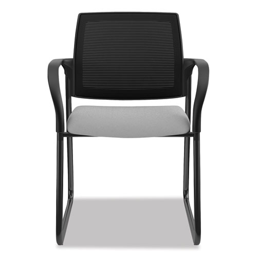Picture of Ignition Series Mesh Back Guest Chair with Sled Base, Fabric Seat, 25" x 22" x 34", Frost Seat, Black Back, Black Base