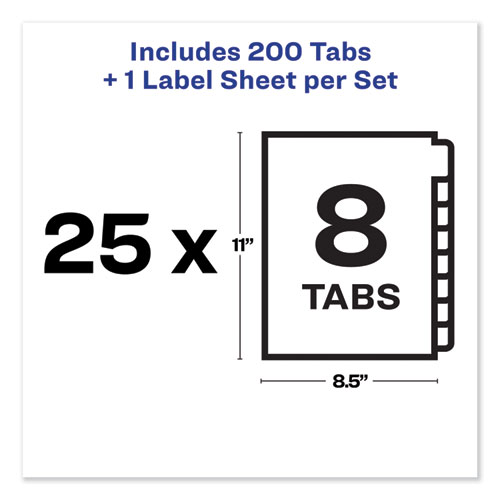 Picture of Print and Apply Index Maker Clear Label Unpunched Dividers, 8-Tab, 11 x 8.5, White, White Tabs, 25 Sets