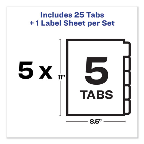 Picture of Print and Apply Index Maker Clear Label Unpunched Dividers with Printable Label Strip, 5-Tab, 11 x 8.5, Clear, 5 Sets