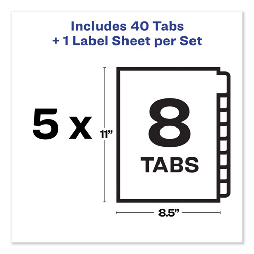 Picture of Print and Apply Index Maker Clear Label Unpunched Dividers with Printable Label Strip, 8-Tab, 11 x 8.5, Clear, 5 Sets