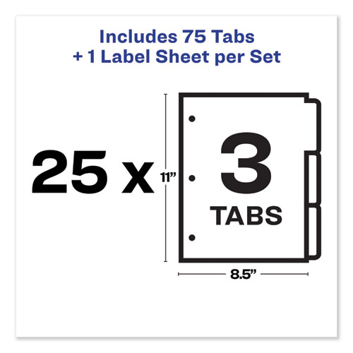 Picture of Print and Apply Index Maker Clear Label Dividers, 3-Tab, White Tabs, 11 x 8.5, White, 25 Sets