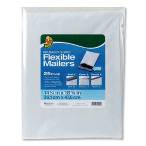 Picture of Reusable 2-Way Flexible Mailers, Square Flap, Self-Adhesive Closure, 14.25 x 18.75, White, 25/Pack