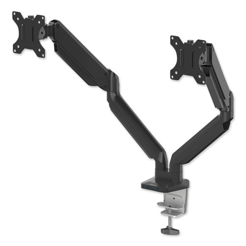 Picture of Platinum Series Dual Monitor Arm for 27" Monitors, 360 deg Rotation, +85 deg/-20 deg Tilt, 360 deg Pan, Black, Supports 20 lb