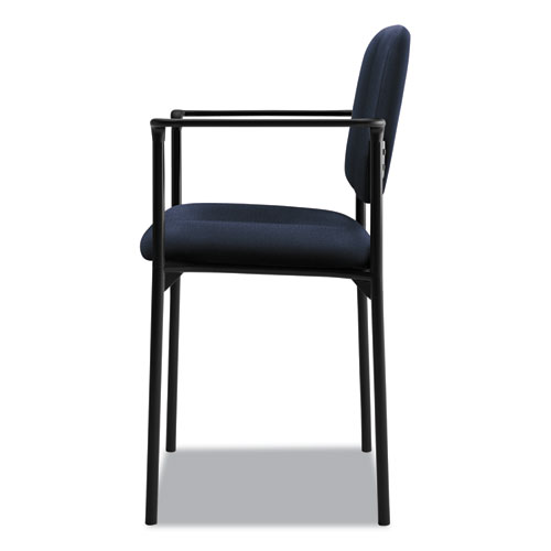 Picture of VL616 Stacking Guest Chair with Arms, Fabric Upholstery, 23.25" x 21" x 32.75", Navy Seat, Navy Back, Black Base