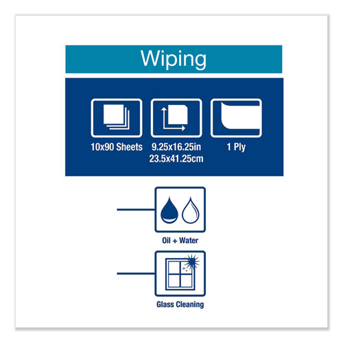 Picture of Heavy-Duty Paper Wiper, 1-Ply, 9.25 x 16.25, Unscented, White, 90 Wipes/Box, 10 Boxes/Carton