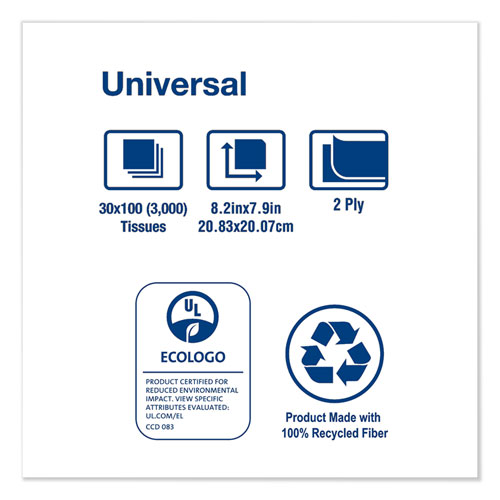 Picture of Universal Facial Tissue, 2-Ply, White, 100 Sheets/Box, 30 Boxes/Carton