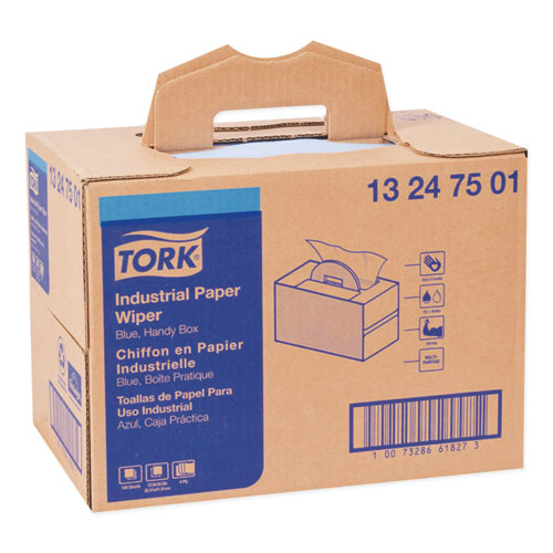 Picture of Industrial Paper Wiper, 4-Ply, 12.8 x 16.5, Unscented, Blue, 180/Carton