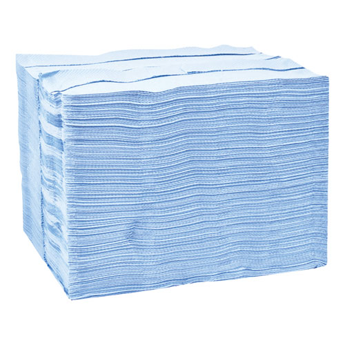 Picture of Industrial Paper Wiper, 4-Ply, 12.8 x 16.5, Unscented, Blue, 180/Carton