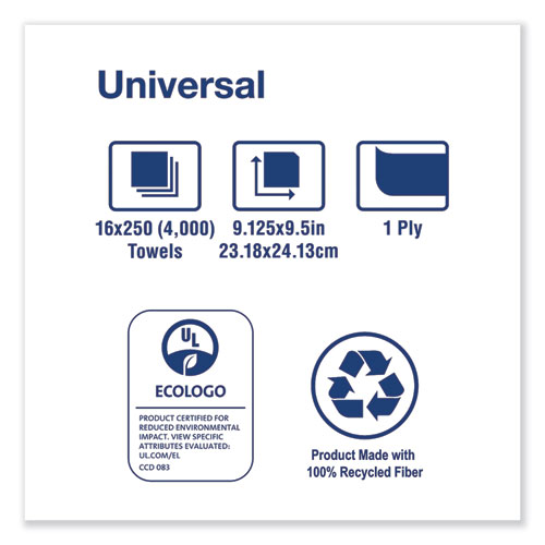 Picture of Universal Multifold Hand Towel, 1-Ply, 9.13 x 9.5, Natural, 250/Pack, 16 Packs/Carton