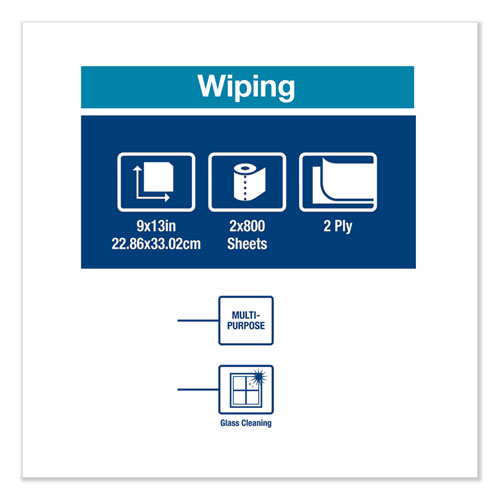 Picture of Paper Wiper, Centerfeed, 2-Ply, 9 x 13, White, 800/Roll, 2 Rolls/Carton