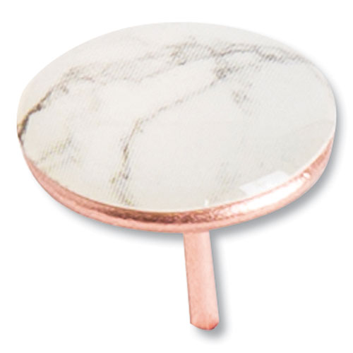 Picture of Fashion Metal Thumbtacks, Metal, Marble/Rose Gold, 0.38", 100/Pack