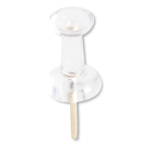 Picture of Standard Push Pins, Plastic, Clear, Clear Head/Gold Pin, 0.44", 100/Pack