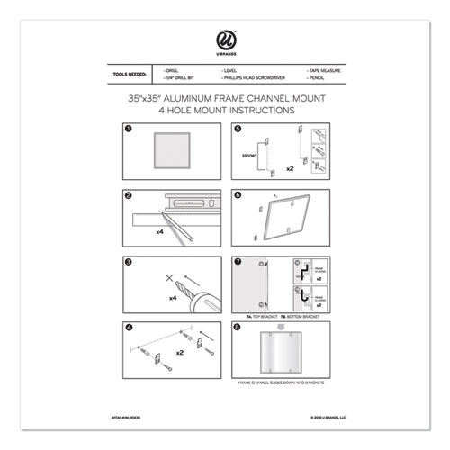 Picture of PINIT Magnetic Dry Erase Board, 35" x 35", White Surface, Satin Aluminum Frame