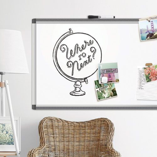 Picture of PINIT Magnetic Dry Erase Board, 35" x 23", White Surface, Satin Aluminum Frame