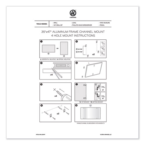 Picture of PINIT Magnetic Dry Erase Calendar, Monthly Planning/Scheduling, 47" x 35", White Surface, Satin Aluminum Frame