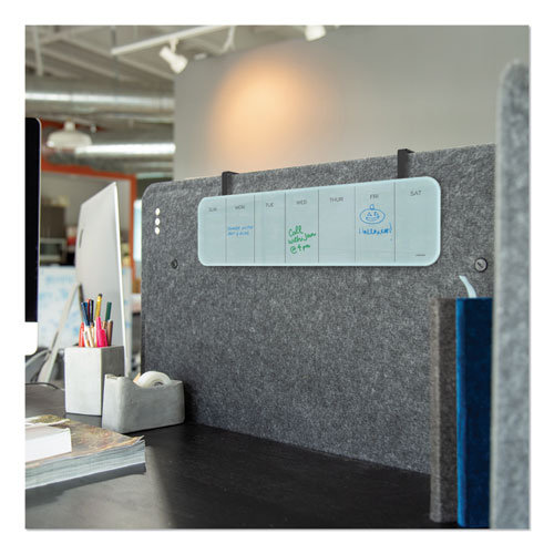 Picture of Cubicle Glass Dry Erase Board, Monthly Planning/Scheduling Calendar, 20" x 5.5", White Surface