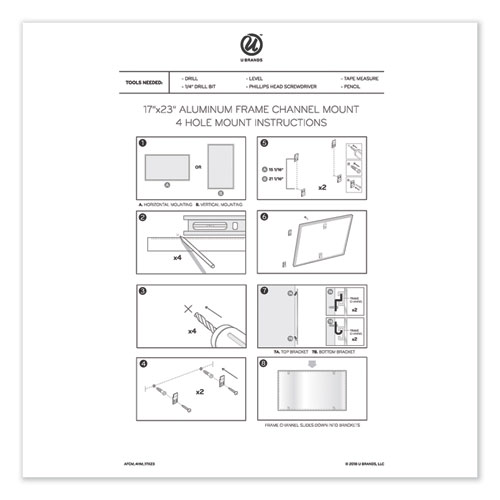 Picture of PINIT Magnetic Dry Erase Board, 23" x 17", White Surface, Satin Aluminum Frame