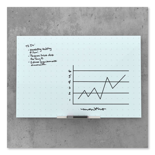 Picture of Floating Glass Ghost Grid Dry Erase Board, 47" x 35", White Surface