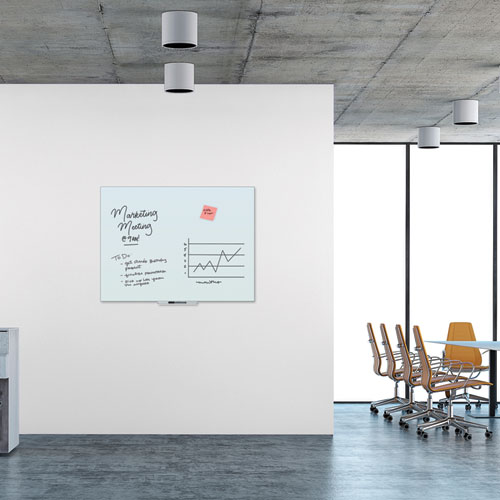 Picture of Floating Glass Dry Erase Board, 47" x 35", White Surface