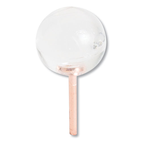 Picture of Fashion Sphere Push Pins, Plastic, Clear/Rose Gold, 0.44", 100/Pack