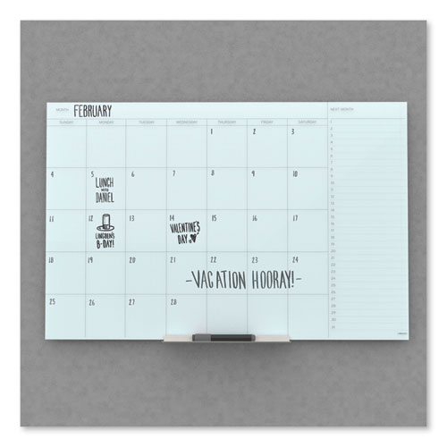 Picture of Floating Glass Dry Erase Calendar, Monthly Planning/Scheduling, 35" x 23", White Surface