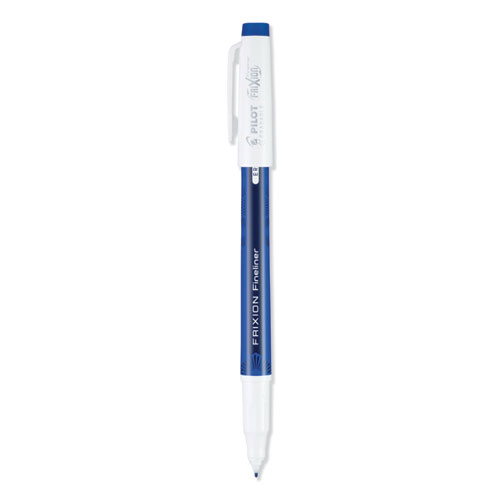 Picture of FriXion Fineliner Erasable Porous Point Pen, Stick, Fine 0.6 mm, Blue Ink, Blue/White Barrel, Dozen