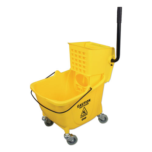 Picture of Side-Press Wringer and Plastic Bucket Combo, 12 to 32 oz, Yellow