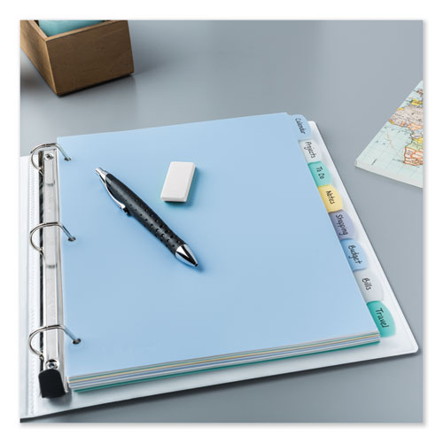 Picture of Write and Erase Big Tab Durable Plastic Dividers, 3-Hole Punched, 8-Tab, 11 x 8.5, Assorted, 1 Set