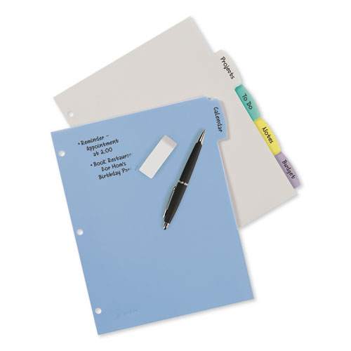 Picture of Write and Erase Big Tab Durable Plastic Dividers, 3-Hole Punched, 5-Tab, 11 x 8.5, Assorted, 1 Set