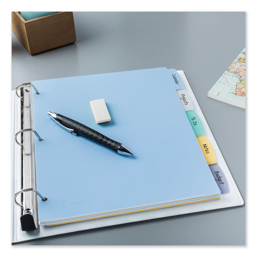 Picture of Write and Erase Big Tab Durable Plastic Dividers, 3-Hole Punched, 5-Tab, 11 x 8.5, Assorted, 1 Set