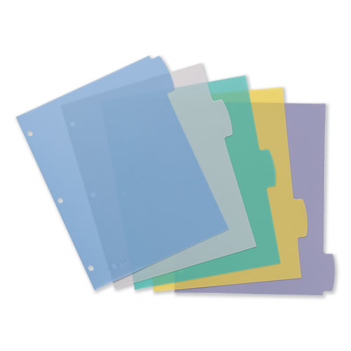 Picture of Write and Erase Big Tab Durable Plastic Dividers, 3-Hole Punched, 5-Tab, 11 x 8.5, Assorted, 1 Set