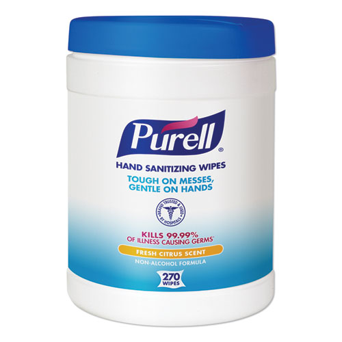Picture of Sanitizing Hand Wipes, 6.75 x 6, Fresh Citrus, White, 270/Canister, 6 Canisters/Carton