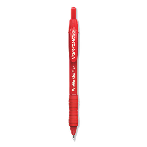 Picture of Profile Gel Pen, Retractable, Medium 0.7 mm, Red Ink, Translucent Red Barrel, Dozen