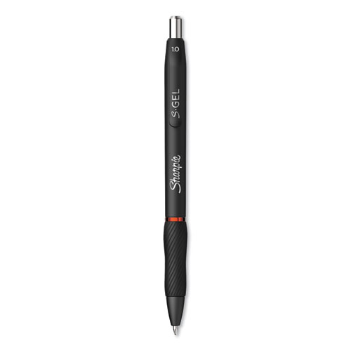 Picture of S-Gel High-Performance Gel Pen, Retractable, Bold 1 mm, Red Ink, Black Barrel, Dozen