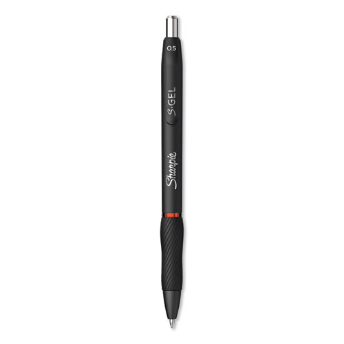 Picture of S-Gel High-Performance Gel Pen, Retractable, Fine 0.5 mm, Red Ink, Black Barrel, Dozen