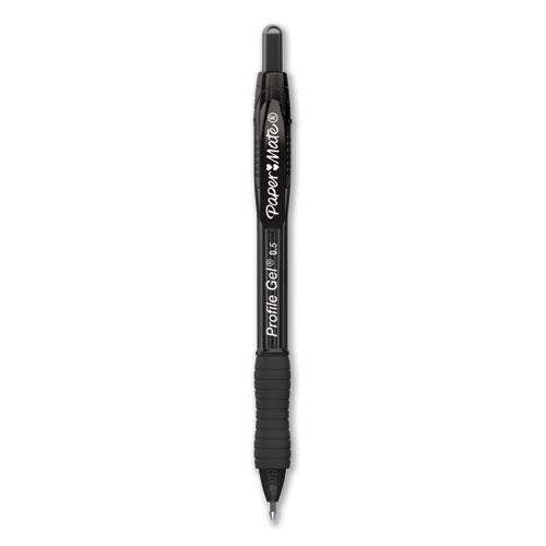 Picture of Profile Gel Pen, Retractable, Fine 0.5 mm, Black Ink, Translucent Black Barrel, Dozen