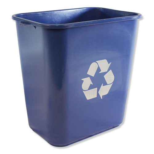 Picture of Soft-Sided Recycle Logo Plastic Wastebasket, 28 qt, Polyethylene, Blue