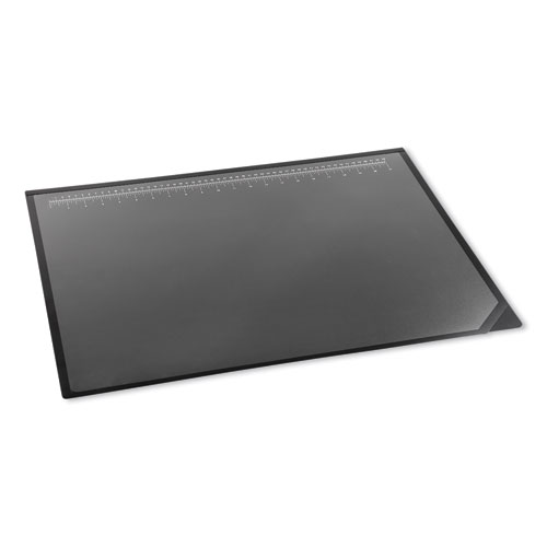 Picture of Desk Pad with Transparent Lift-Top Overlay and Antimicrobial Protection, 22" x 17", Black Pad, Transparent Frost Overlay