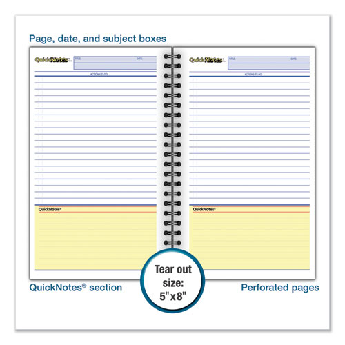 Picture of Wirebound Guided QuickNotes Notebook, 1-Subject, List-Management Format, Dark Gray Cover, (80) 8 x 5 Sheets