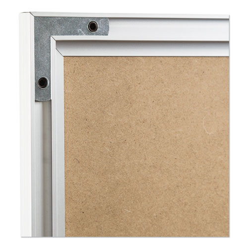 Picture of 4N1 Magnetic Dry Erase Combo Board, Weekly/Monthly Planning/Scheduling, 35" x 23", Tan/White Surface, Satin Aluminum Frame