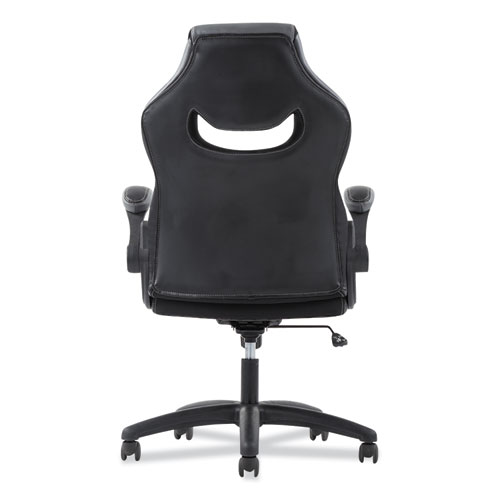 Picture of 9-One-One High-Back Racing Style Chair with Flip-Up Arms, Supports Up to 225 lb, Black Seat, Gray Back, Black Base