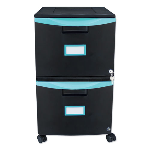 Two-Drawer+Mobile+Filing+Cabinet%2C+2+Legal%2Fletter-Size+File+Drawers%2C+Black%2Fteal%2C+14.75%26quot%3B+X+18.25%26quot%3B+X+26%26quot%3B