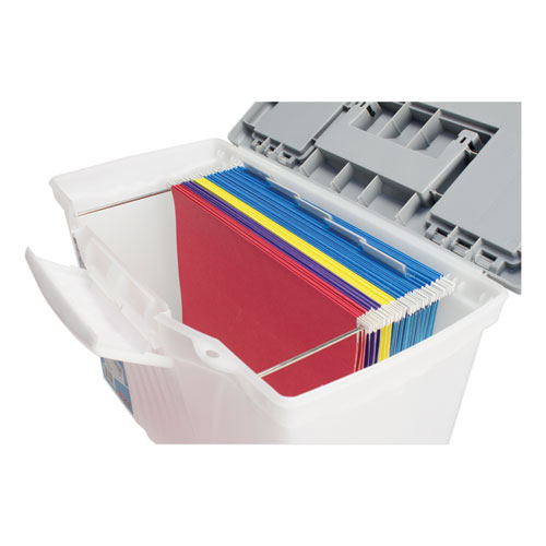 Picture of Portable Letter/Legal Filebox with Organizer Lid, Letter/Legal Files, 14.5" x 10.5" x 12", Clear/Silver