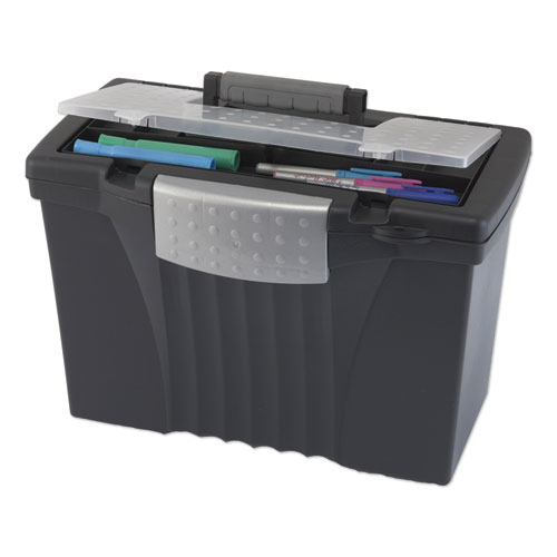 Picture of Portable Letter/Legal Filebox with Organizer Lid, Letter/Legal Files, 14.5" x 10.5" x 12", Black